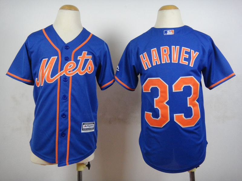 Youth New York Mets 33 Harvey Blue MLB Jerseys